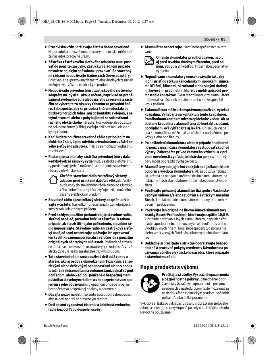 Popis produktu a výkonu | Bosch GML 10,8 V-LI Professional User Manual | Page 83 / 155