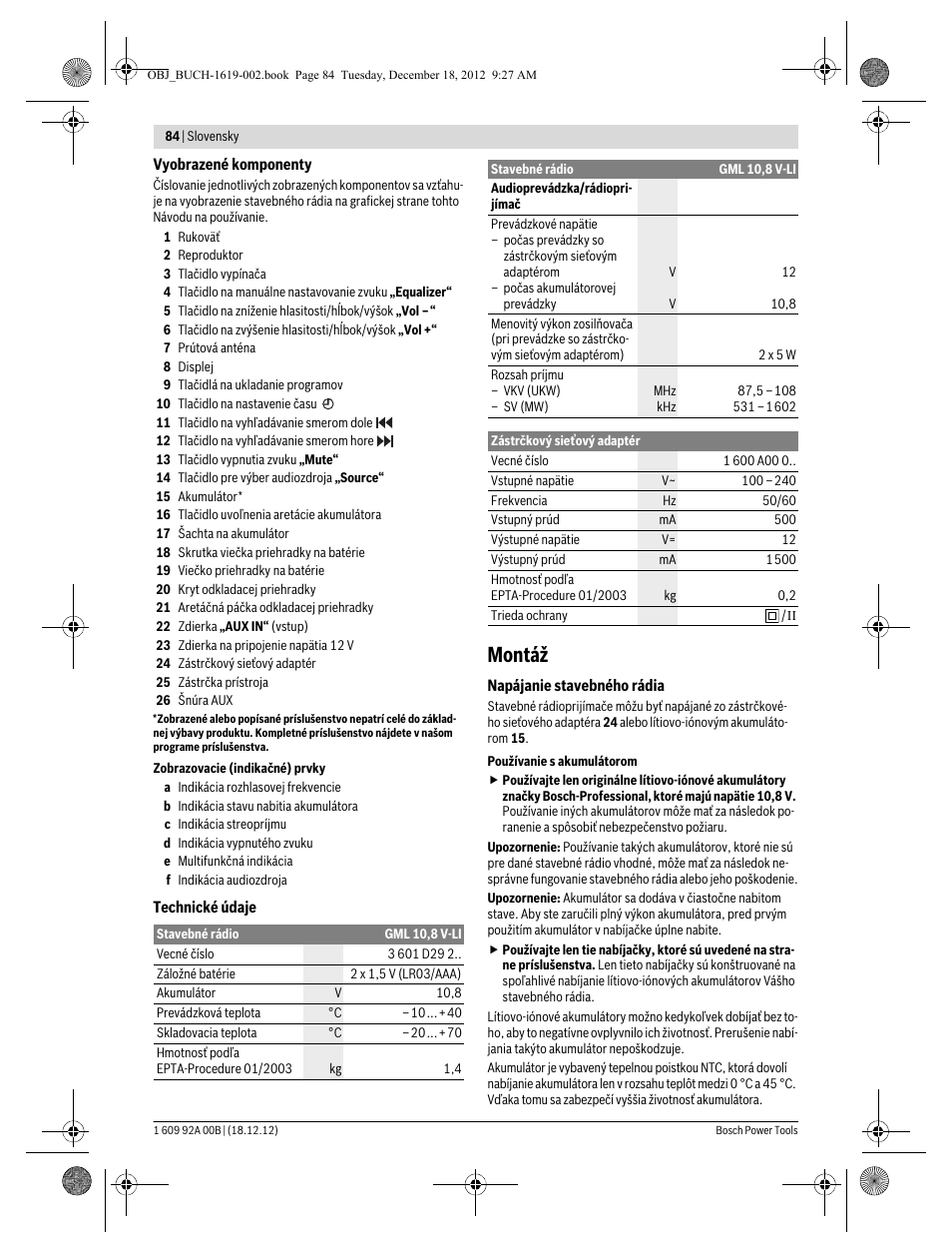Montáž | Bosch GML 10,8 V-LI Professional User Manual | Page 84 / 155