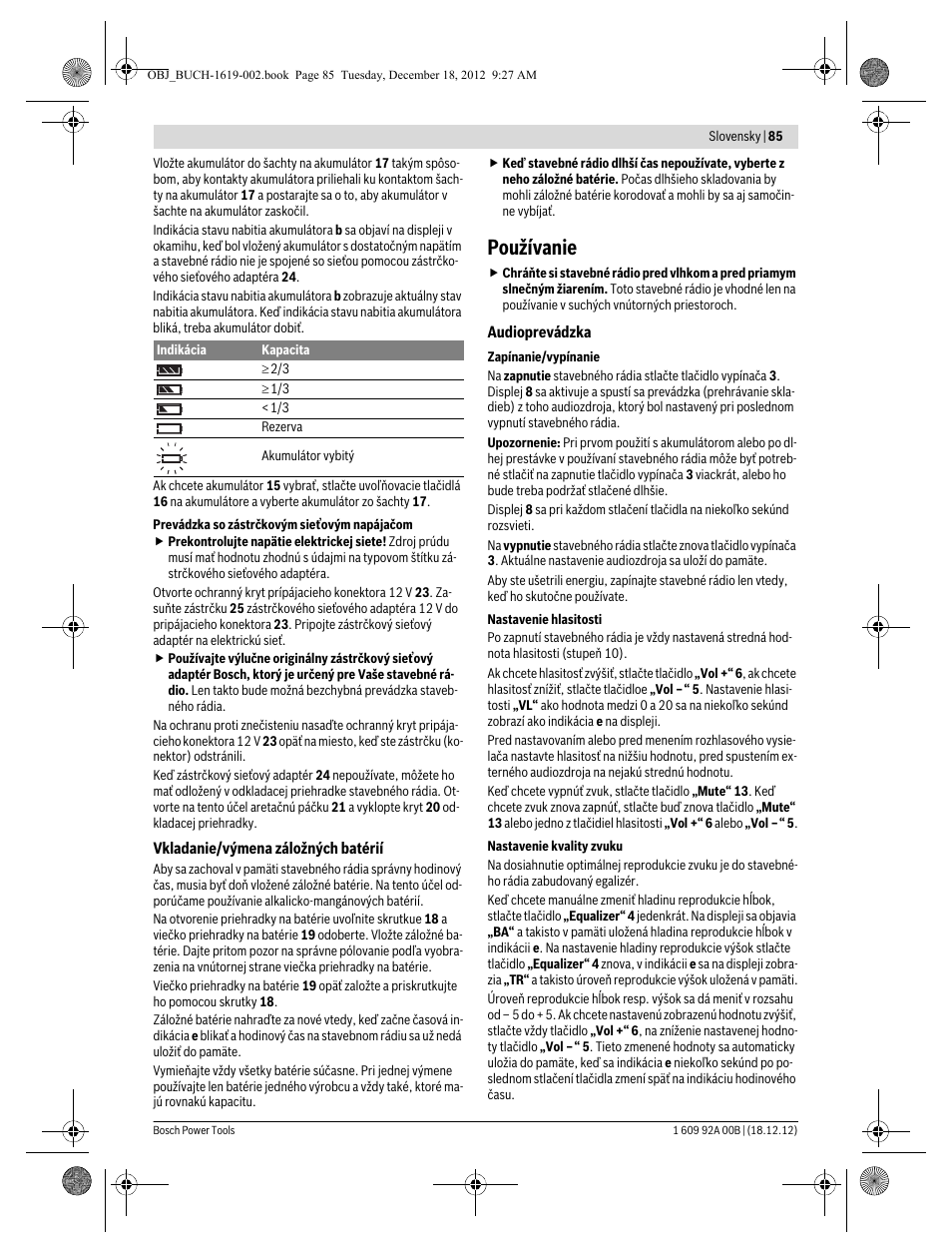 Používanie | Bosch GML 10,8 V-LI Professional User Manual | Page 85 / 155