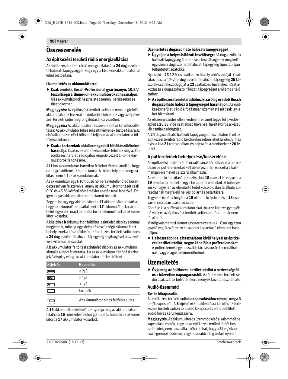 Összeszerelés, Üzemeltetés | Bosch GML 10,8 V-LI Professional User Manual | Page 90 / 155