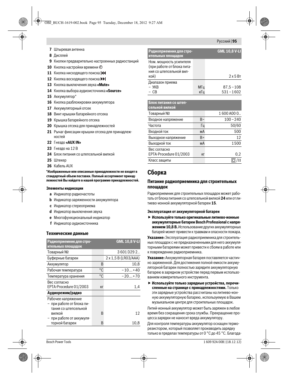 Сборка | Bosch GML 10,8 V-LI Professional User Manual | Page 95 / 155