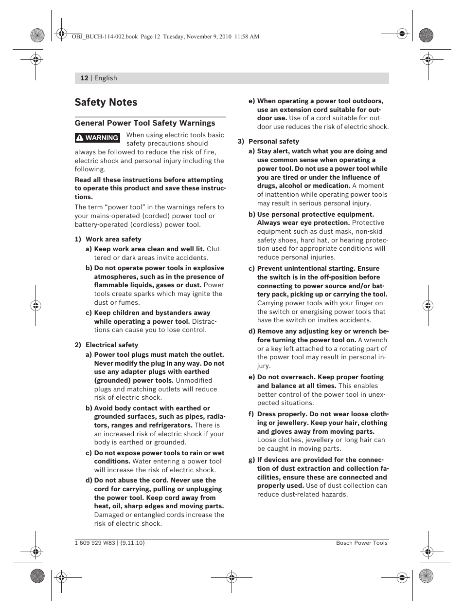 Bosch GDB 2500 WE Professional User Manual | Page 12 / 270