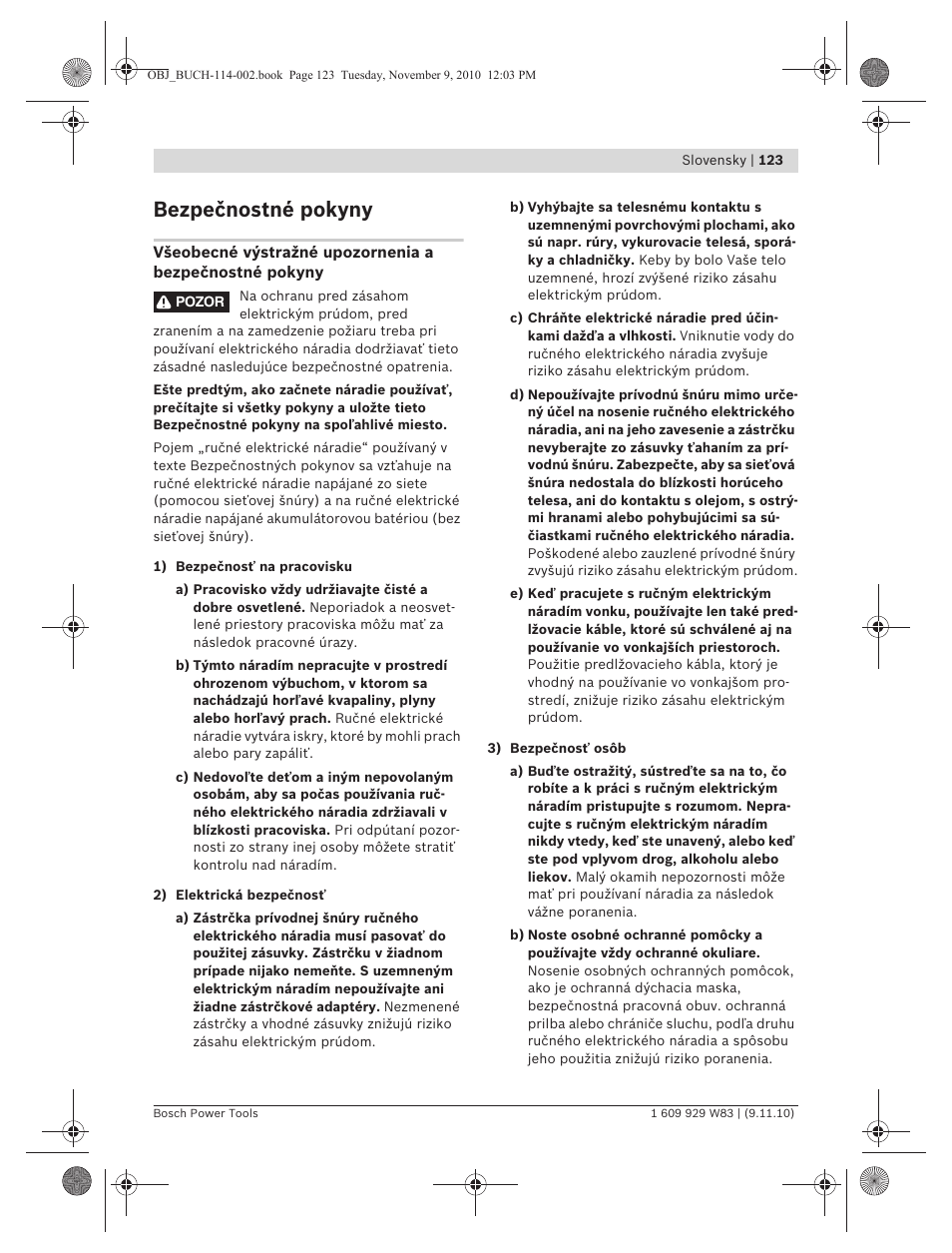 Bezpečnostné pokyny | Bosch GDB 2500 WE Professional User Manual | Page 123 / 270
