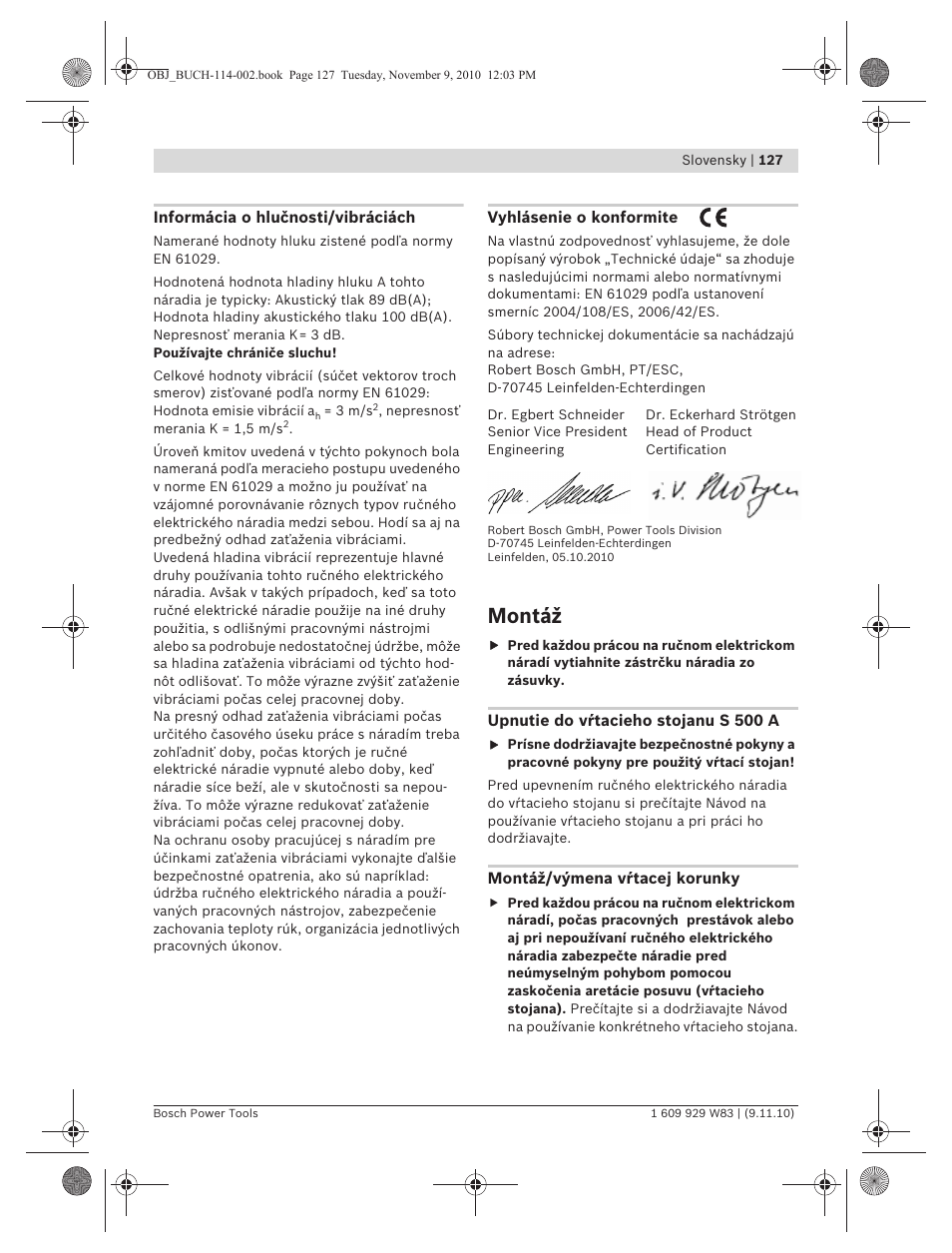 Montáž | Bosch GDB 2500 WE Professional User Manual | Page 127 / 270