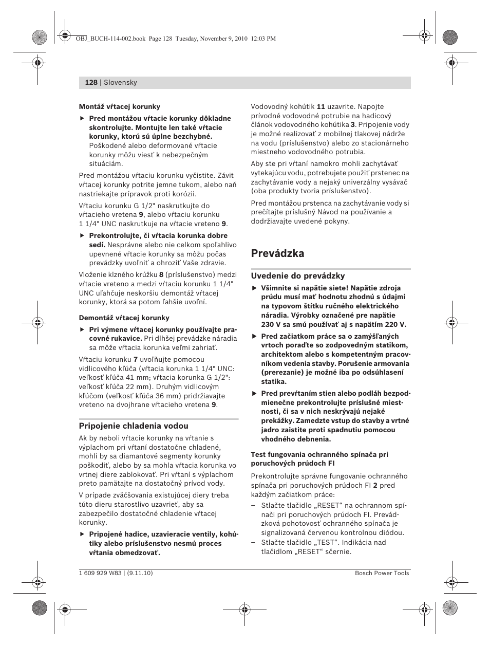 Prevádzka | Bosch GDB 2500 WE Professional User Manual | Page 128 / 270