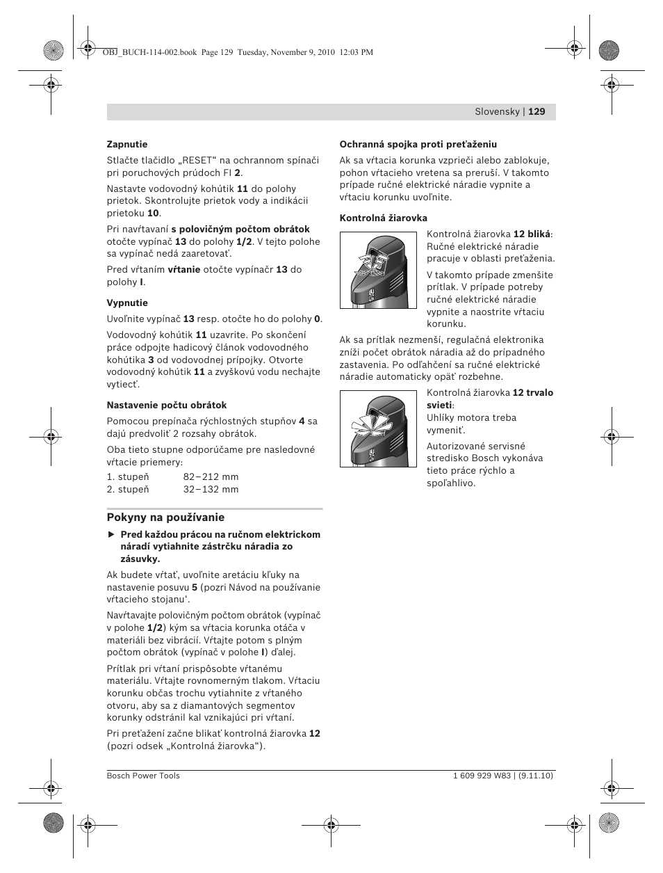 Bosch GDB 2500 WE Professional User Manual | Page 129 / 270