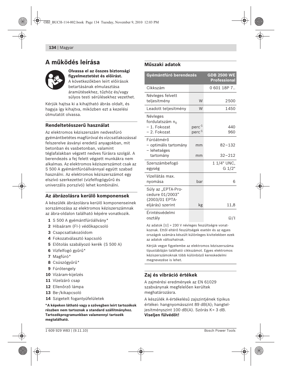 A működés leírása | Bosch GDB 2500 WE Professional User Manual | Page 134 / 270