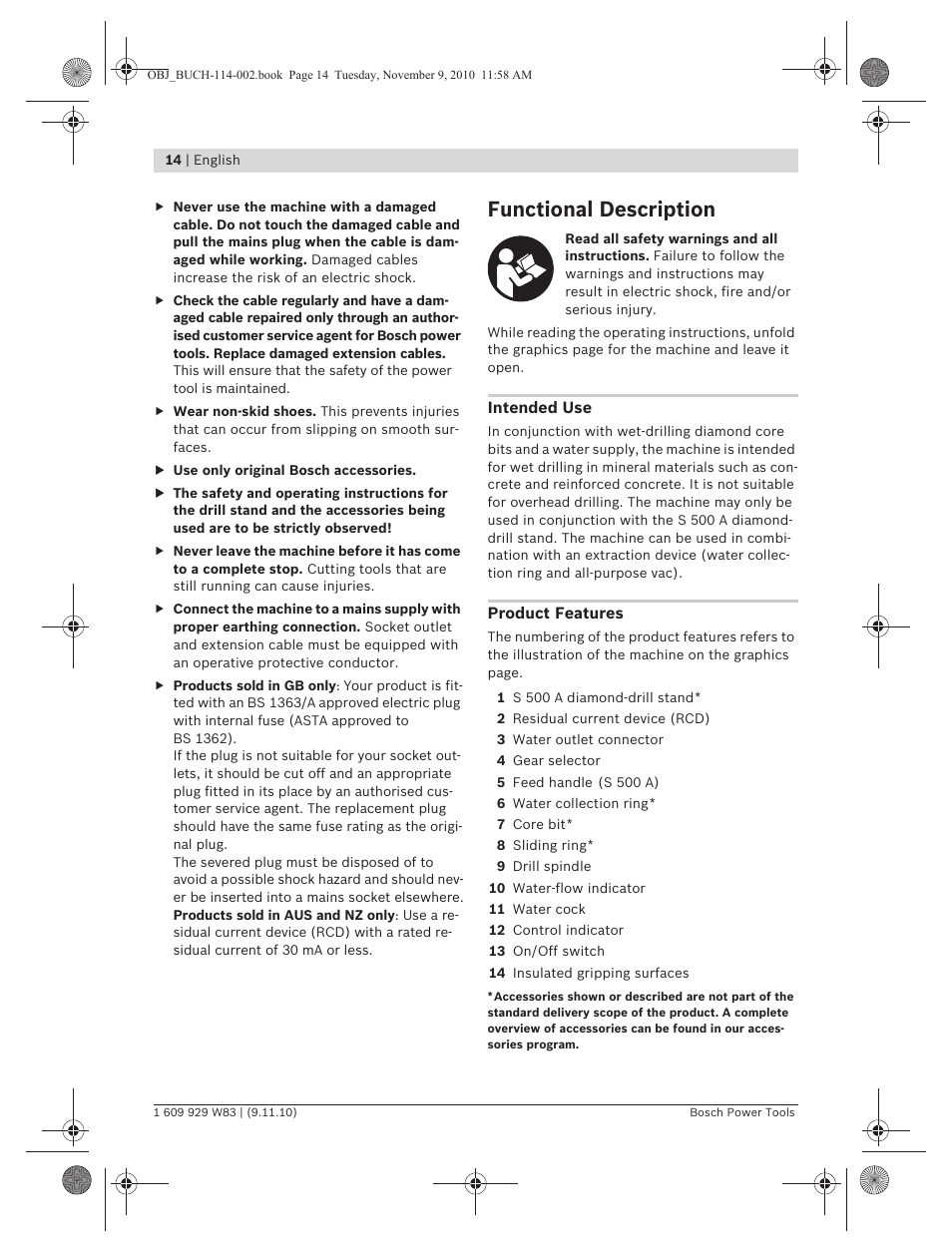 Functional description | Bosch GDB 2500 WE Professional User Manual | Page 14 / 270