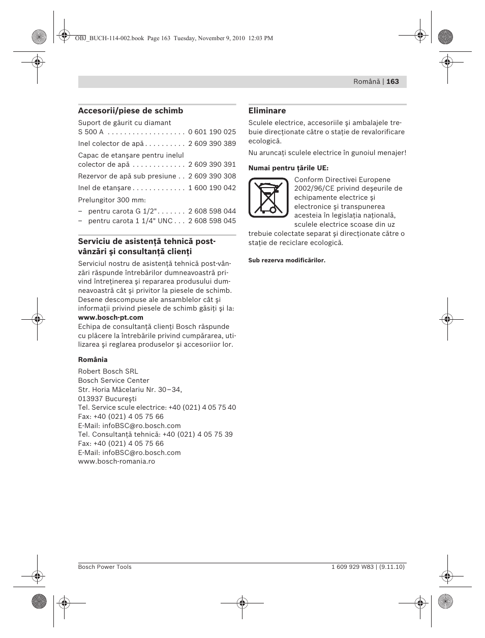 Bosch GDB 2500 WE Professional User Manual | Page 163 / 270