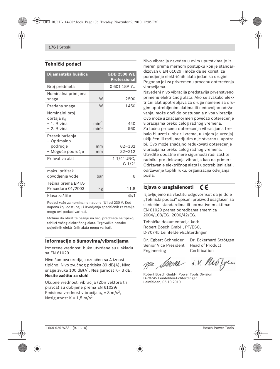 Bosch GDB 2500 WE Professional User Manual | Page 176 / 270