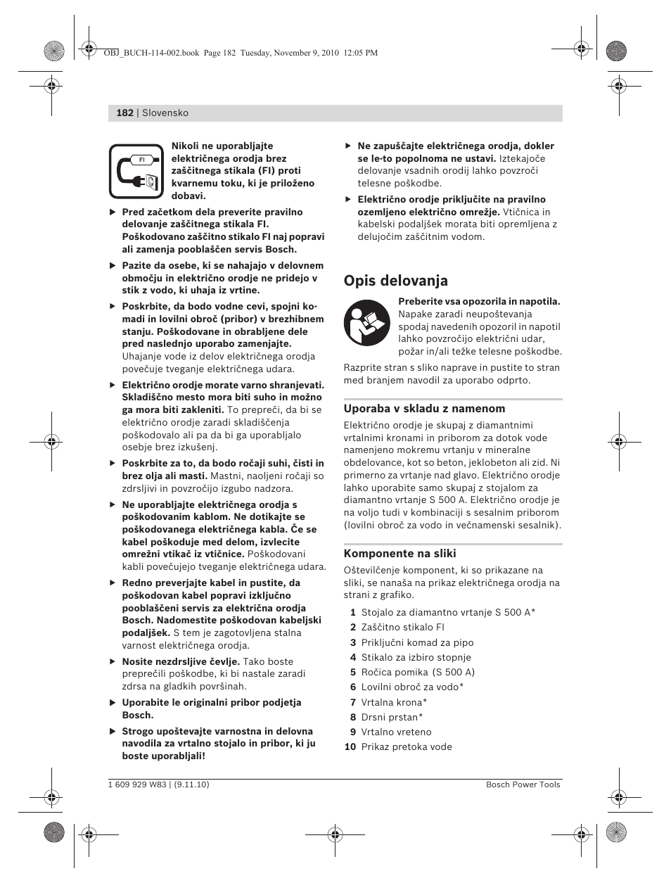 Opis delovanja | Bosch GDB 2500 WE Professional User Manual | Page 182 / 270