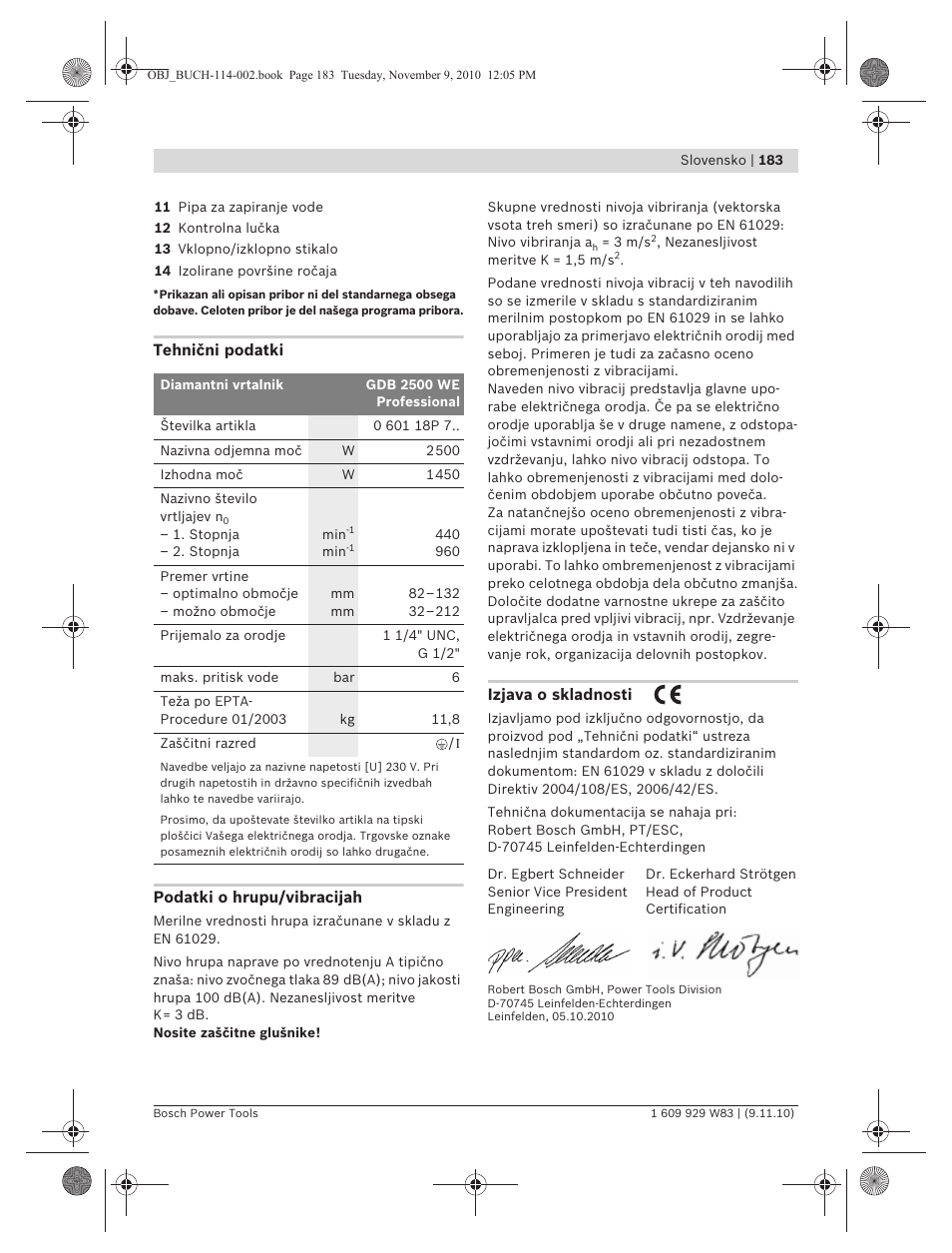 Bosch GDB 2500 WE Professional User Manual | Page 183 / 270