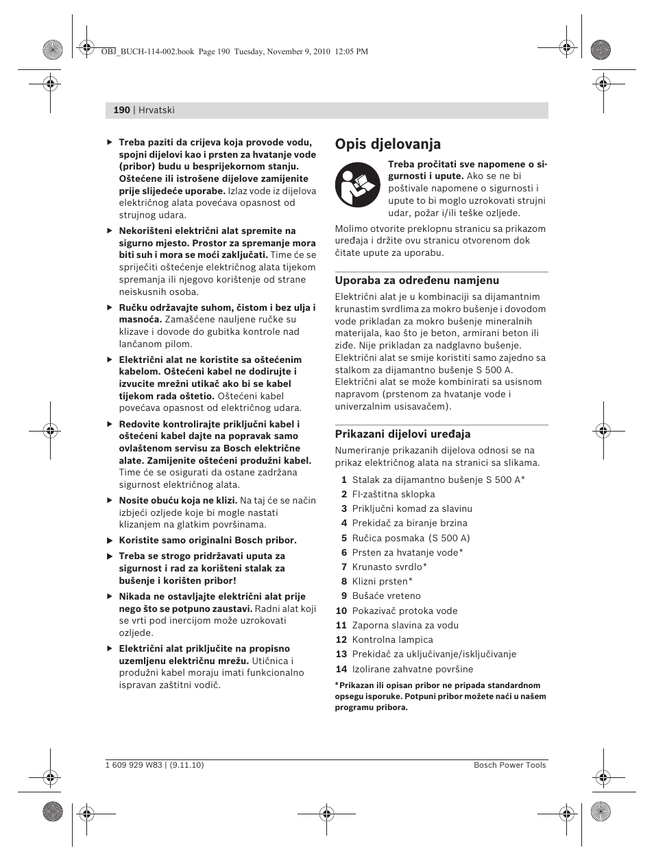 Opis djelovanja | Bosch GDB 2500 WE Professional User Manual | Page 190 / 270