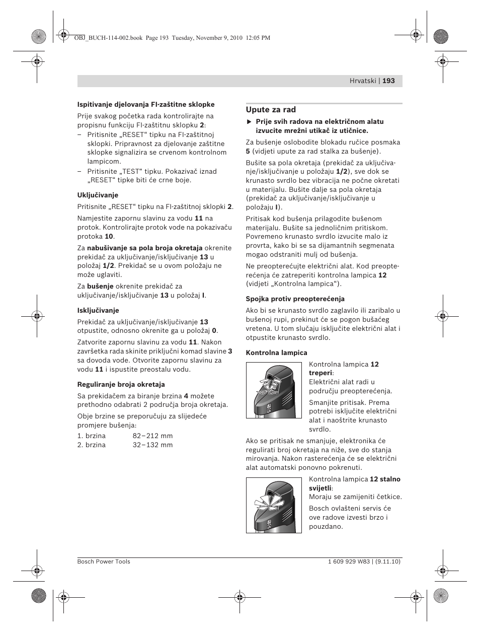 Bosch GDB 2500 WE Professional User Manual | Page 193 / 270