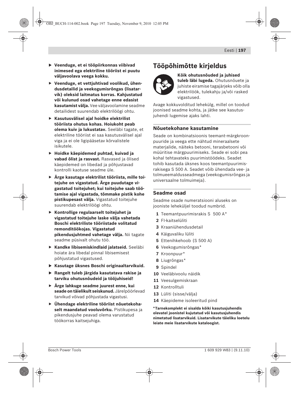 Tööpõhimõtte kirjeldus | Bosch GDB 2500 WE Professional User Manual | Page 197 / 270