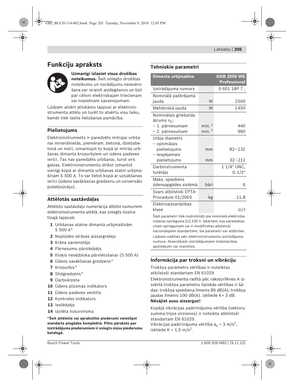 Funkciju apraksts | Bosch GDB 2500 WE Professional User Manual | Page 205 / 270