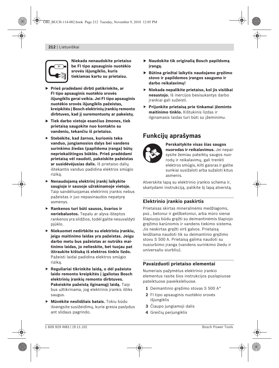 Funkcijų aprašymas | Bosch GDB 2500 WE Professional User Manual | Page 212 / 270