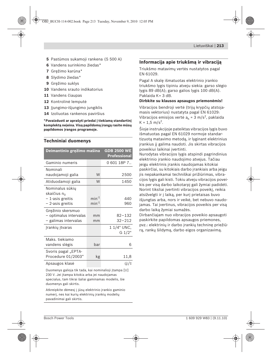 Bosch GDB 2500 WE Professional User Manual | Page 213 / 270