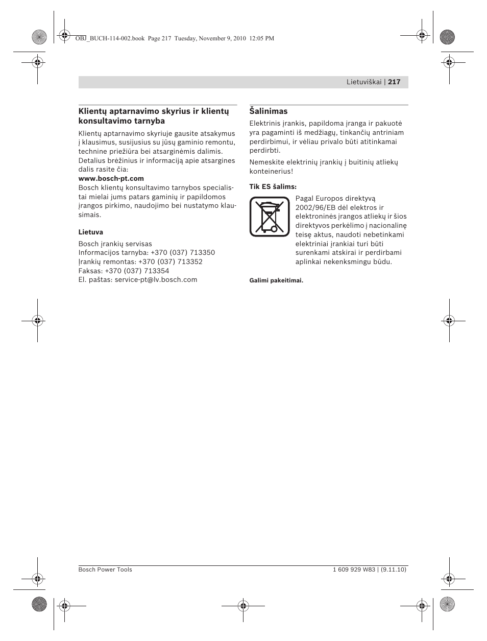 Bosch GDB 2500 WE Professional User Manual | Page 217 / 270