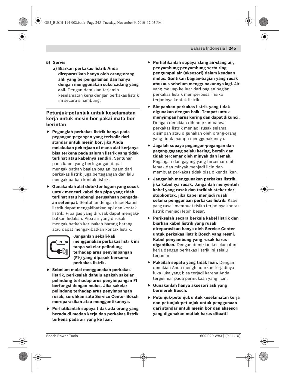 Bosch GDB 2500 WE Professional User Manual | Page 245 / 270
