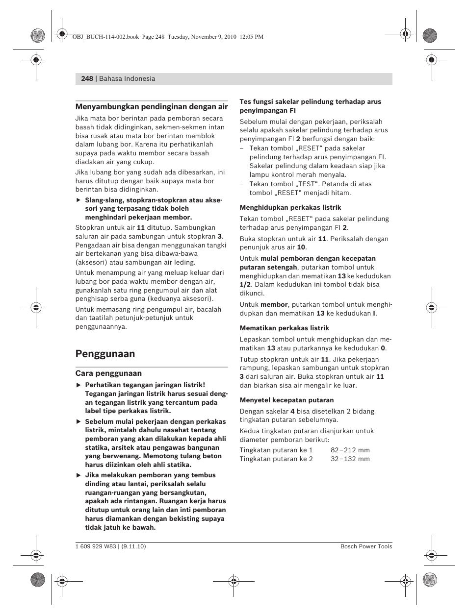 Penggunaan | Bosch GDB 2500 WE Professional User Manual | Page 248 / 270