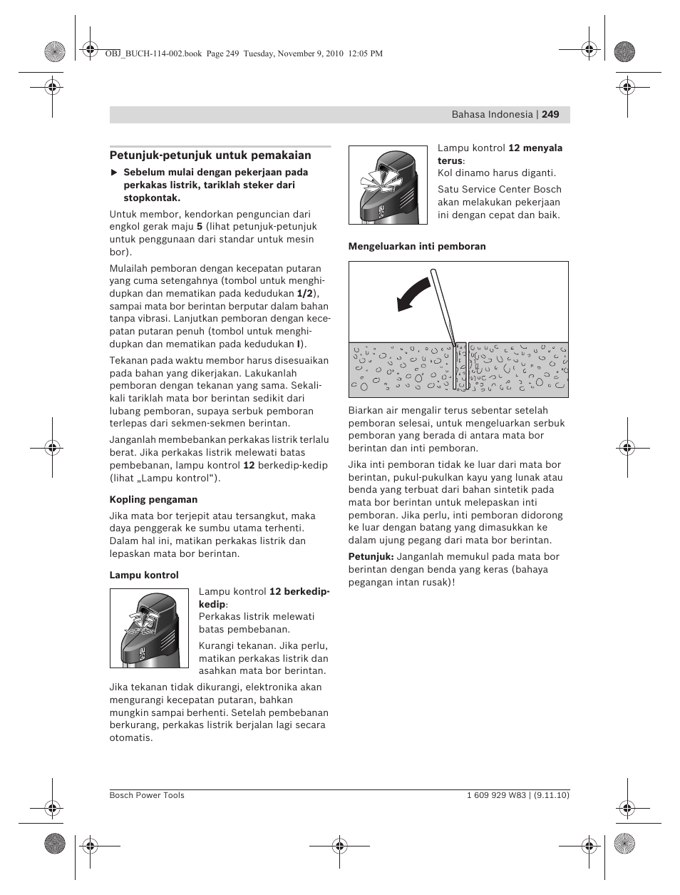 Bosch GDB 2500 WE Professional User Manual | Page 249 / 270
