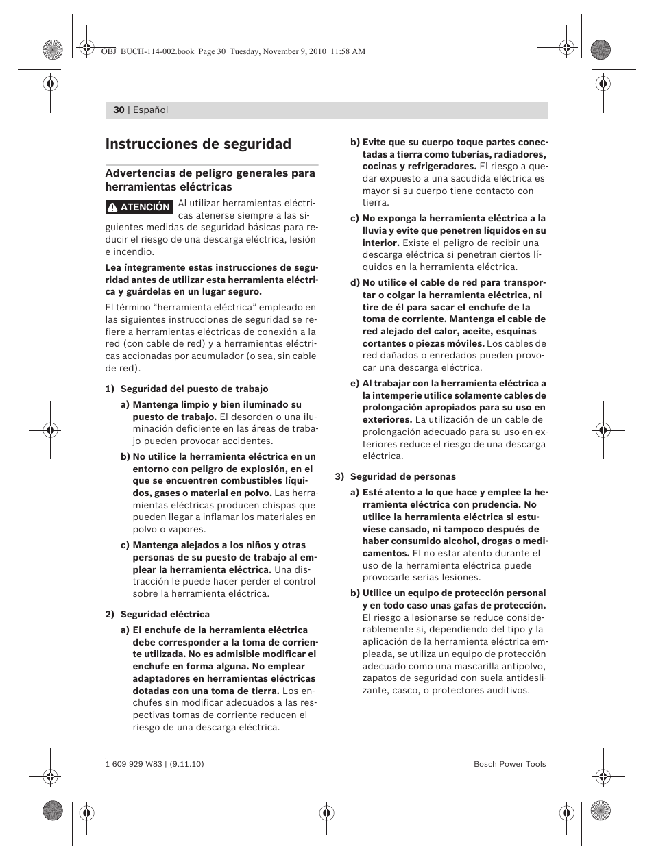 Instrucciones de seguridad | Bosch GDB 2500 WE Professional User Manual | Page 30 / 270