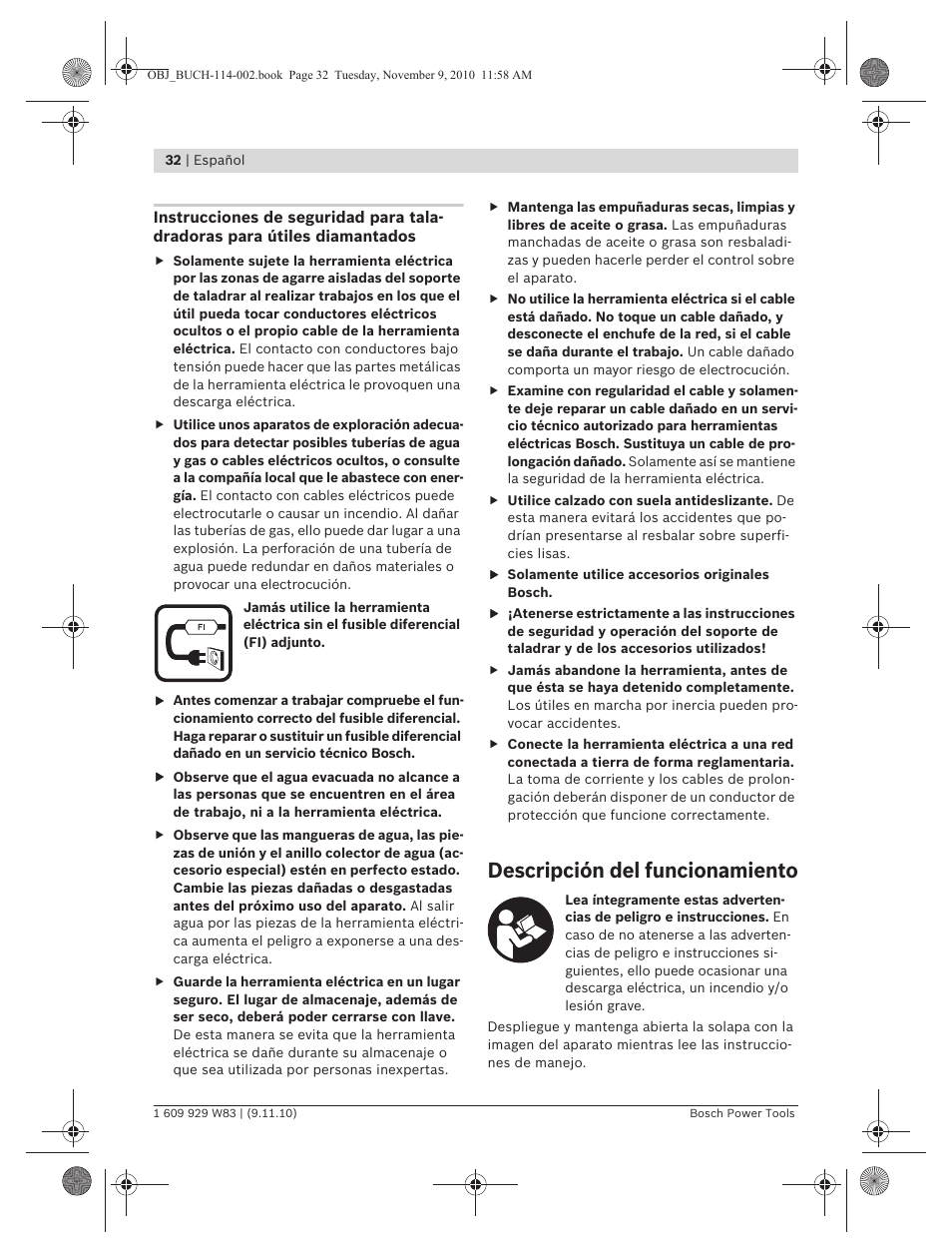 Descripción del funcionamiento | Bosch GDB 2500 WE Professional User Manual | Page 32 / 270