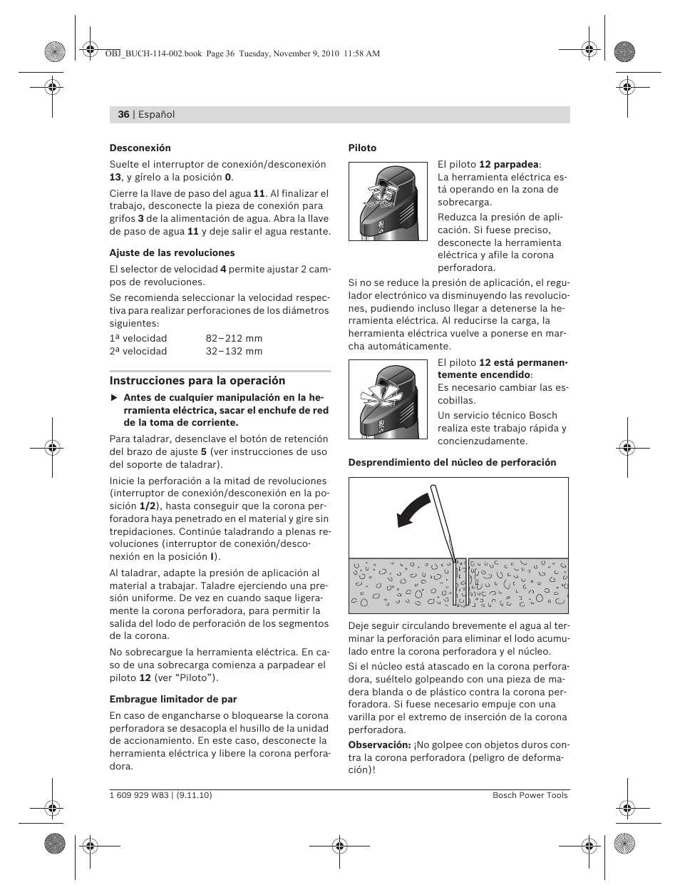Bosch GDB 2500 WE Professional User Manual | Page 36 / 270