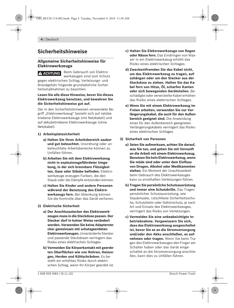 Sicherheitshinweise | Bosch GDB 2500 WE Professional User Manual | Page 4 / 270