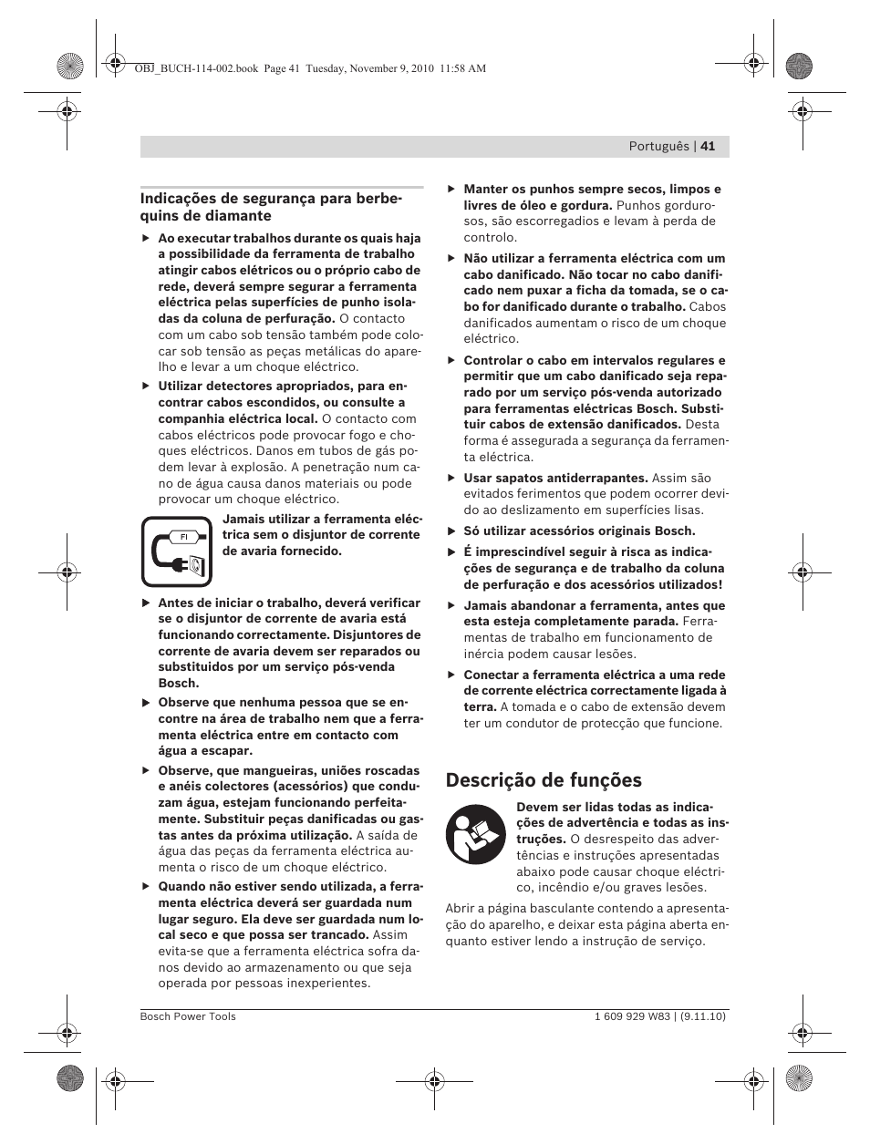 Descrição de funções | Bosch GDB 2500 WE Professional User Manual | Page 41 / 270