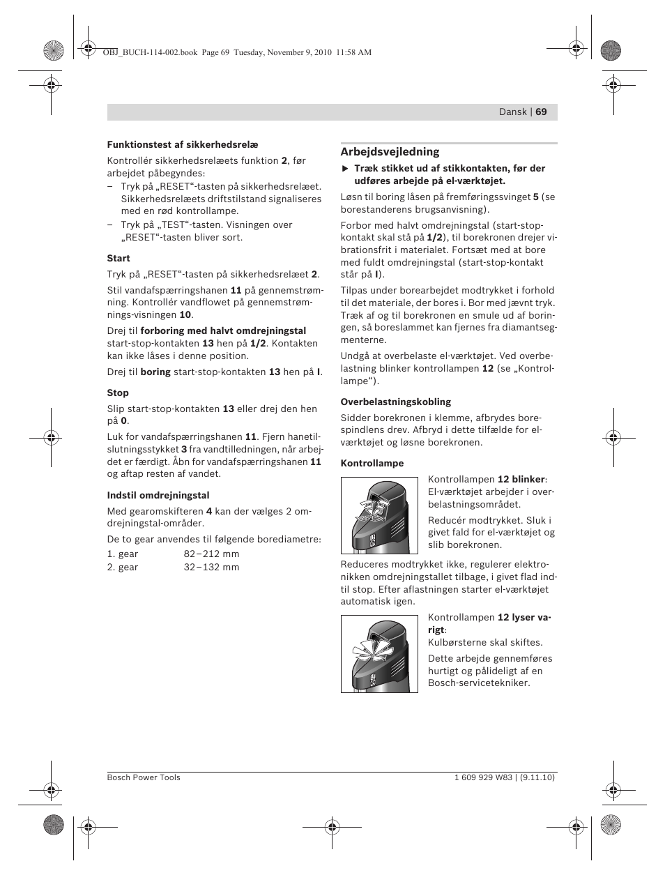 Bosch GDB 2500 WE Professional User Manual | Page 69 / 270