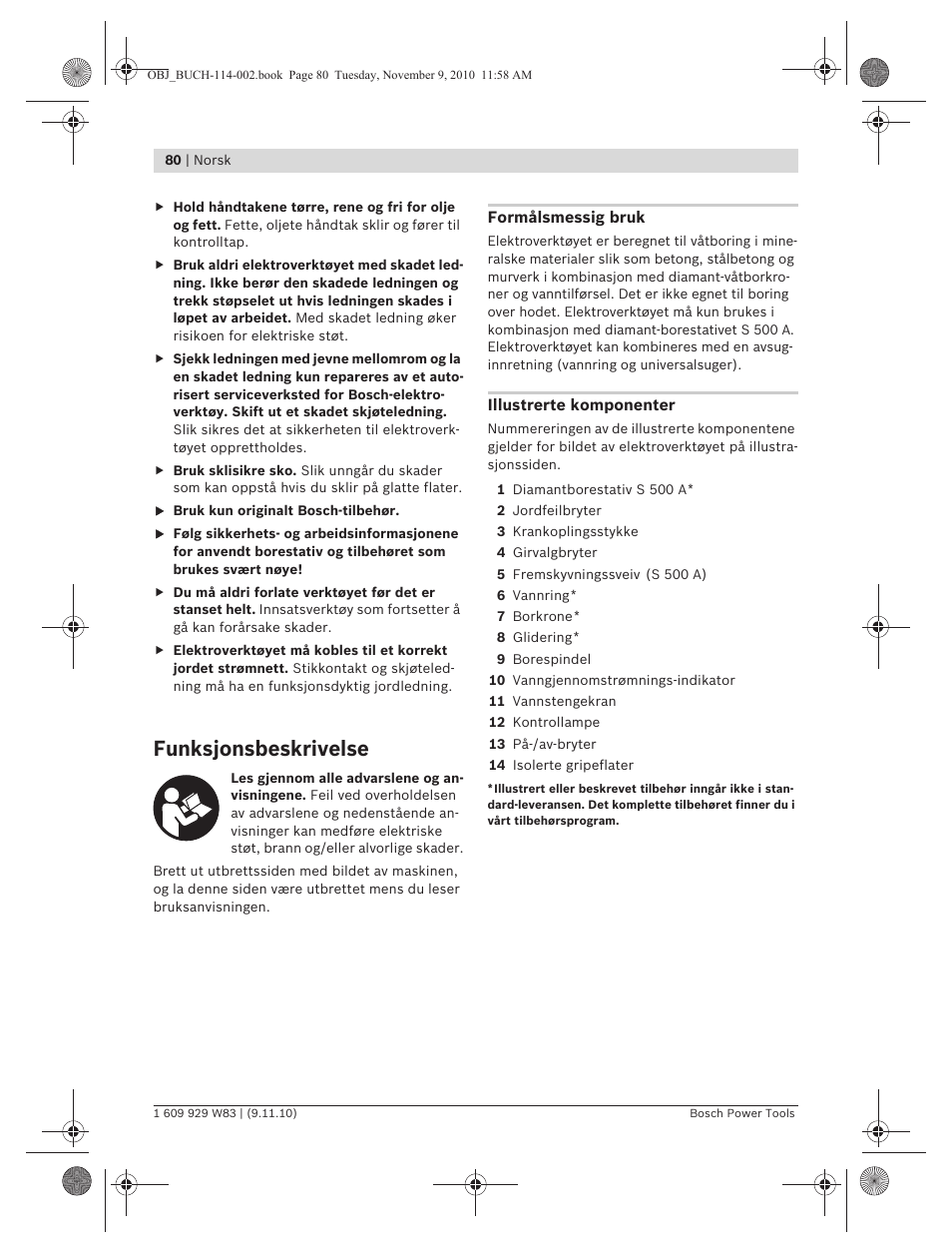 Funksjonsbeskrivelse | Bosch GDB 2500 WE Professional User Manual | Page 80 / 270