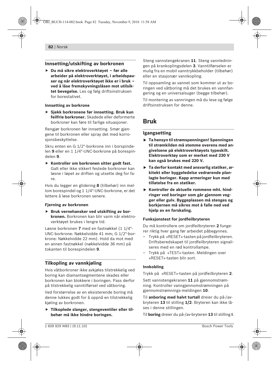 Bruk | Bosch GDB 2500 WE Professional User Manual | Page 82 / 270