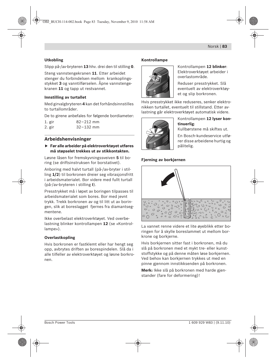 Bosch GDB 2500 WE Professional User Manual | Page 83 / 270