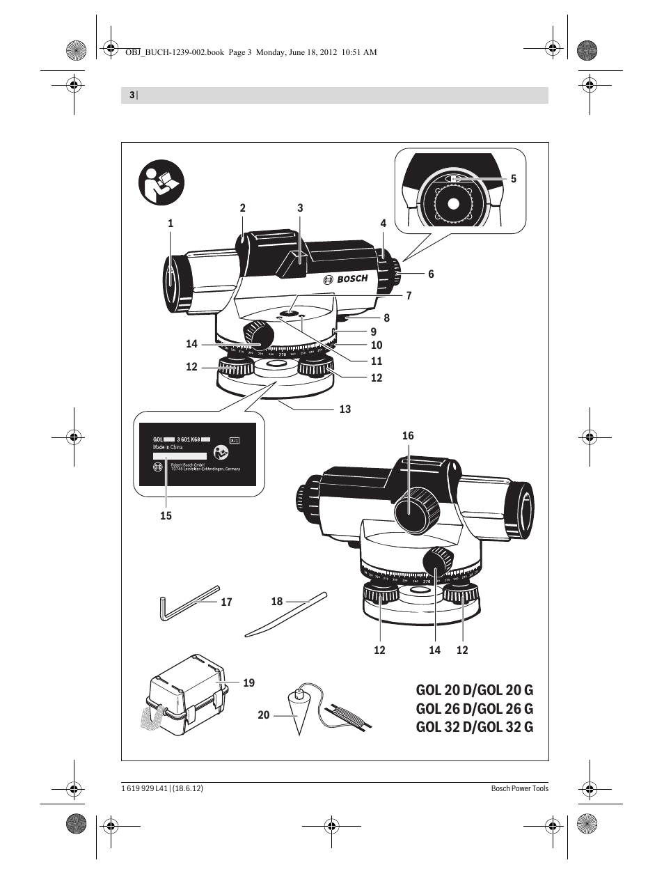 Bosch GOL Professional 20 D User Manual | Page 3 / 144