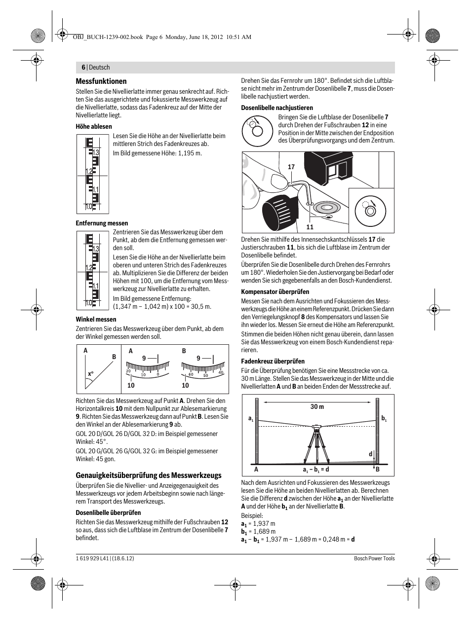 Bosch GOL Professional 20 D User Manual | Page 6 / 144