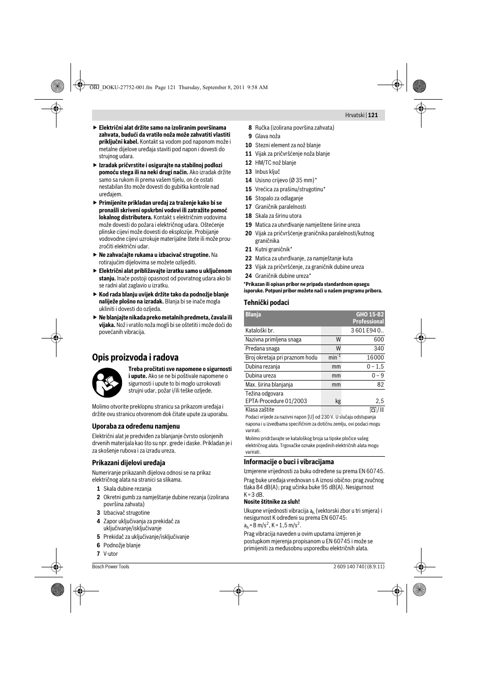 Opis proizvoda i radova | Bosch GHO 15-82 Professional User Manual | Page 121 / 139