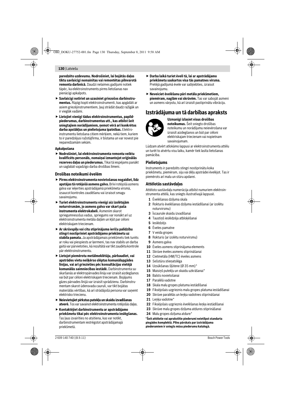 Izstrādājuma un tā darbības apraksts | Bosch GHO 15-82 Professional User Manual | Page 130 / 139