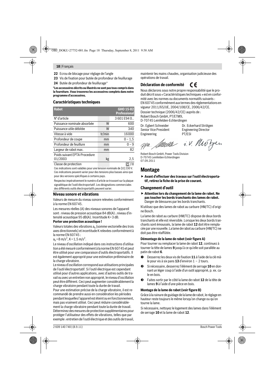 Montage | Bosch GHO 15-82 Professional User Manual | Page 18 / 139