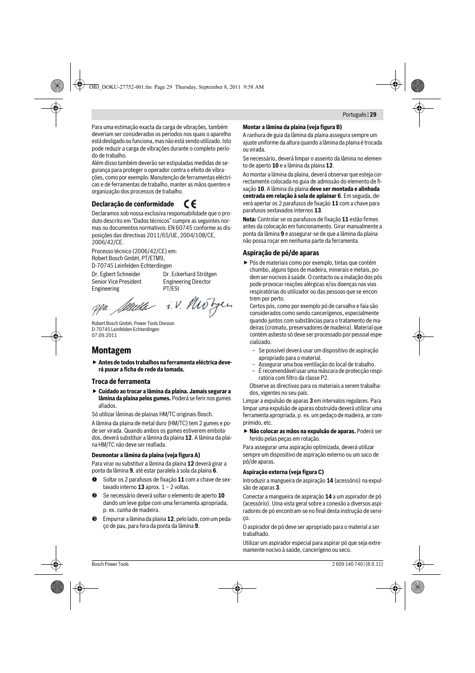 Montagem | Bosch GHO 15-82 Professional User Manual | Page 29 / 139