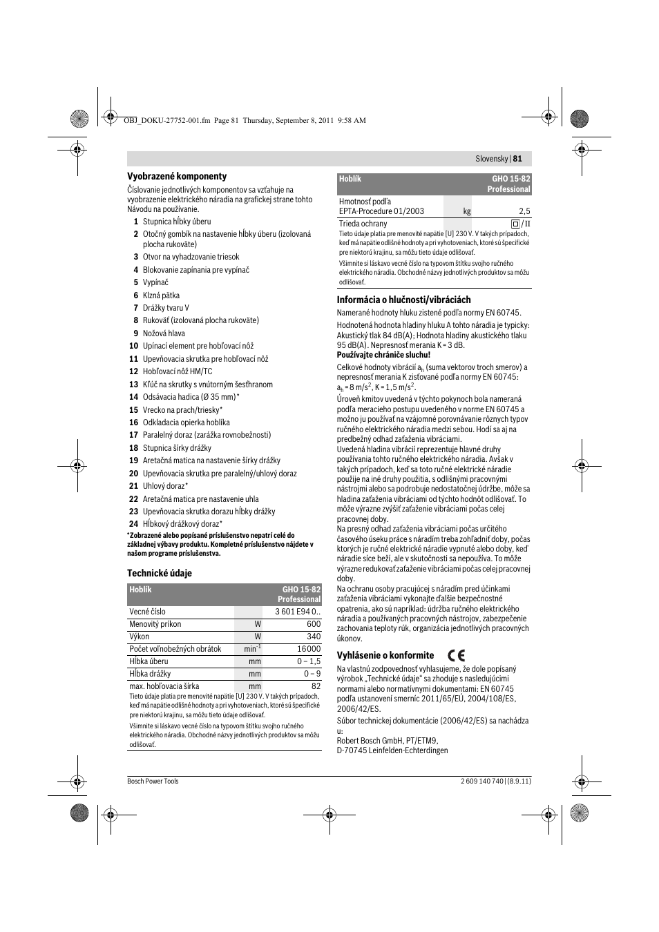 Bosch GHO 15-82 Professional User Manual | Page 81 / 139