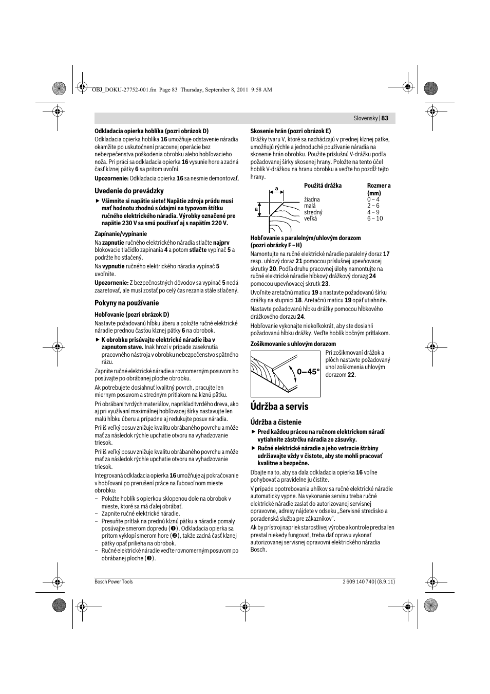 Údržba a servis | Bosch GHO 15-82 Professional User Manual | Page 83 / 139