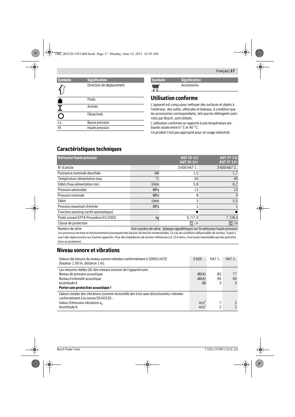 Utilisation conforme | Bosch AQT 35-12 User Manual | Page 17 / 205