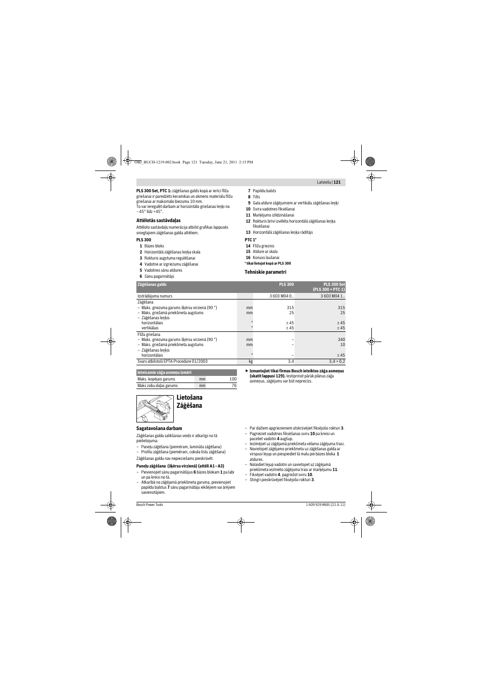 Lietošana zāģēšana | Bosch PLS 300 User Manual | Page 121 / 130