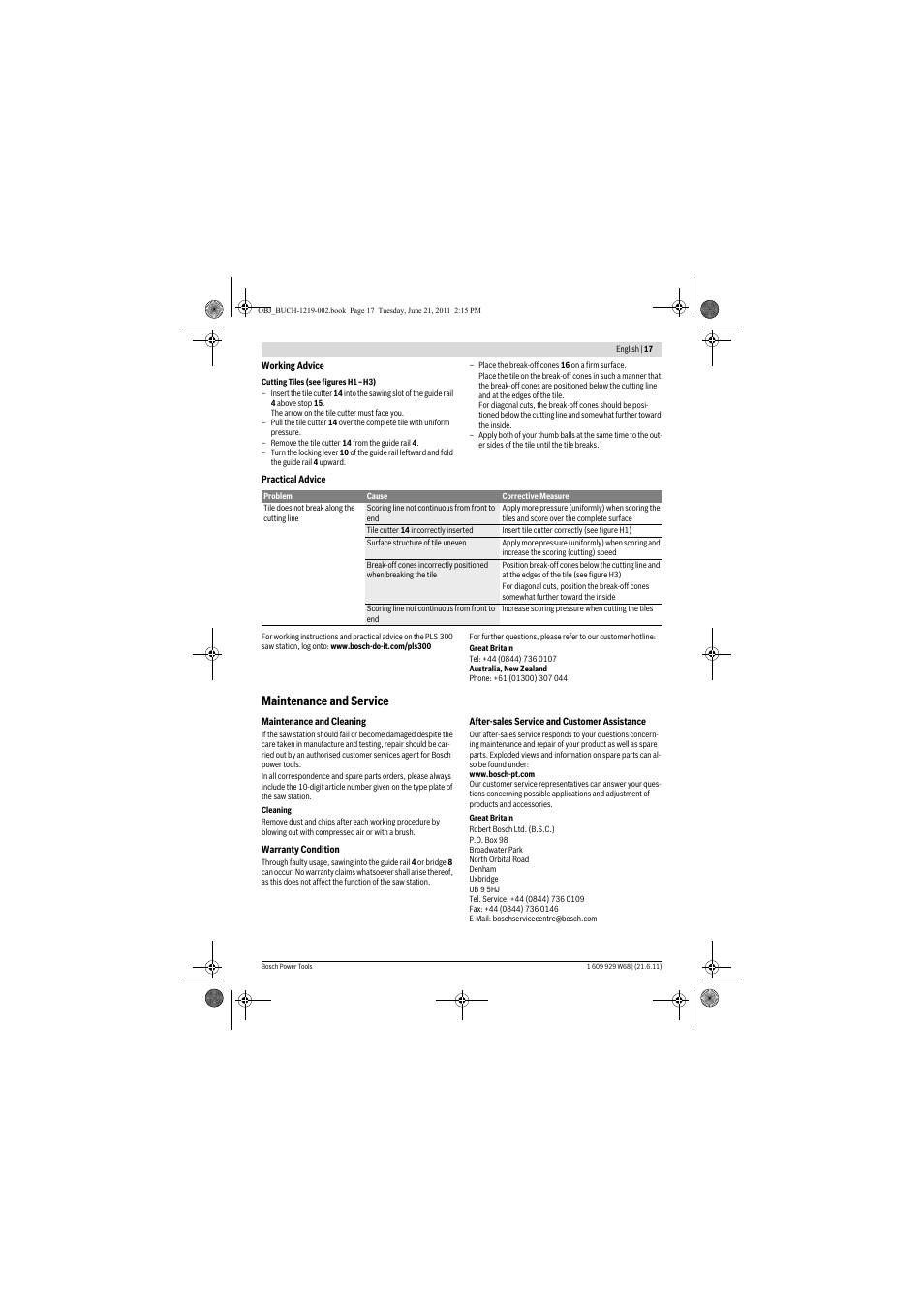 Maintenance and service | Bosch PLS 300 User Manual | Page 17 / 130