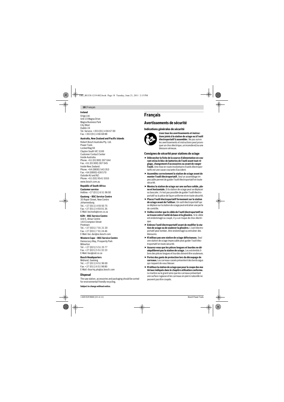 Français, Avertissements de sécurité | Bosch PLS 300 User Manual | Page 18 / 130