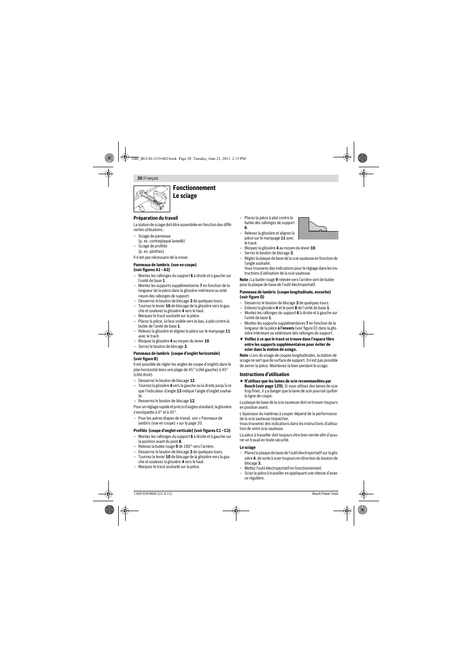 Fonctionnement le sciage | Bosch PLS 300 User Manual | Page 20 / 130