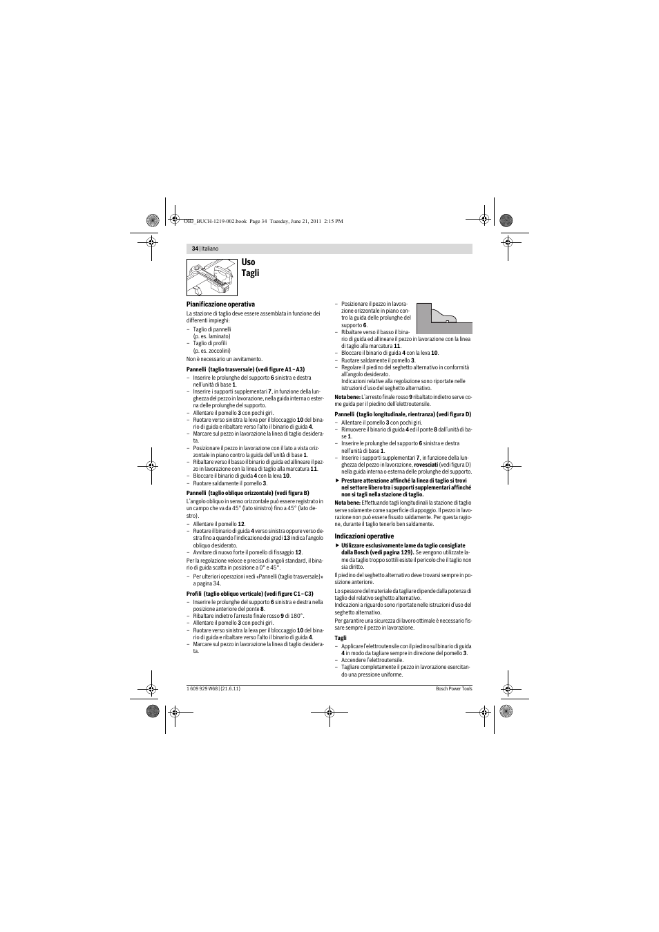 Uso tagli | Bosch PLS 300 User Manual | Page 34 / 130