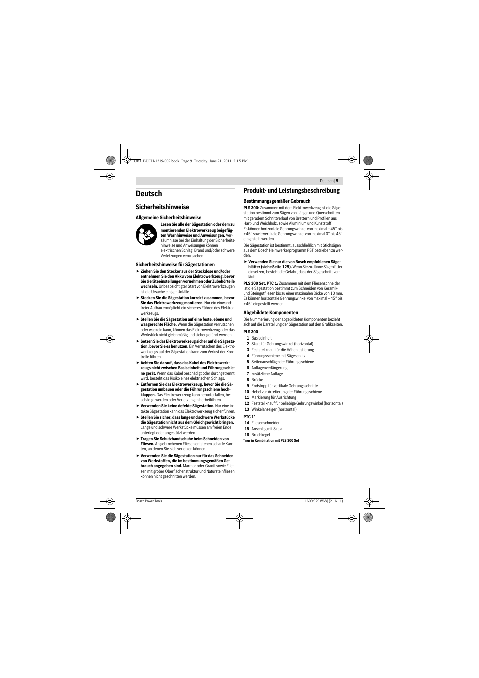 Deutsch, Sicherheitshinweise, Produkt- und leistungsbeschreibung | Bosch PLS 300 User Manual | Page 9 / 130